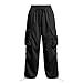 Spring Fashion Cargo Pants for Women Elastic High Waist Hiking Drawstring Mid Rise Parachute Baggy Trousers Quick Dry Outdoor Athletic Straight Leg Joggers Lightweight Clothes Black Medium