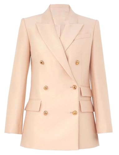 Blazer à revers en pointe pour femme avec fermeture à boutons à double boutonnage