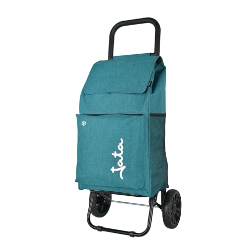 JATA HCAR2503 - Carrinho de compras 2 rodas. De 40 l com saco de refrigeração para congelados. Carregue até 30 kg. Bolsos laterais e traseiros. Chassis de aço. Leve