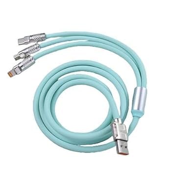 Image of Original 3 in 1 Unbreakable 6A(120W) Fast Charging 1.2m Type C Cable for Smartphones, Tablets, Laptops & Other Type C iOS Devices, 480Mbps Data Sync, Quick Charge 3.0 (Mint Green) (DEC25)