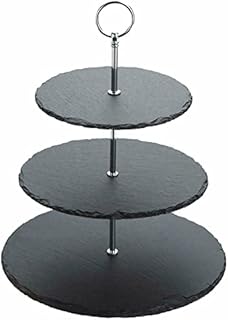 3 Tier Cake Stand Natural Slate Cupcake Serving Afternoon Tea Wedding Plates Party Tableware