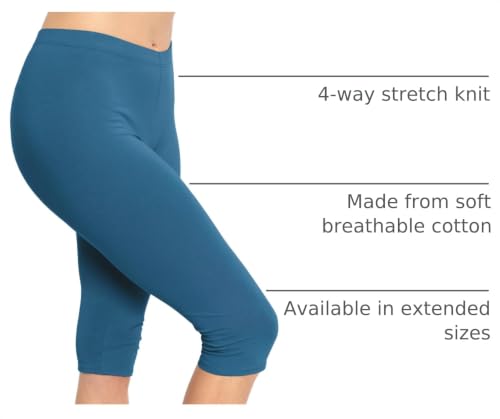 Image of STRETCH IS COMFORT Cotton Capri Leggings, Knee Length Pants, Plus Size