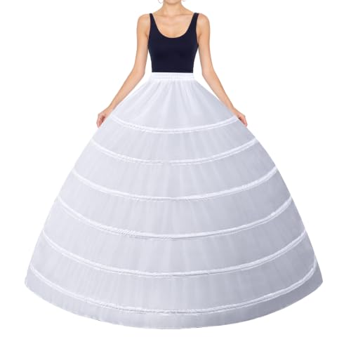 Women Petticoat 6 Hoop Wedding Underskirt Ankle-Length Crinoline