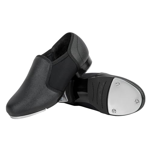 Linodes Unisex-Child Elastic Slip on Tap Shoe for Girls and Boys Tap Flat2