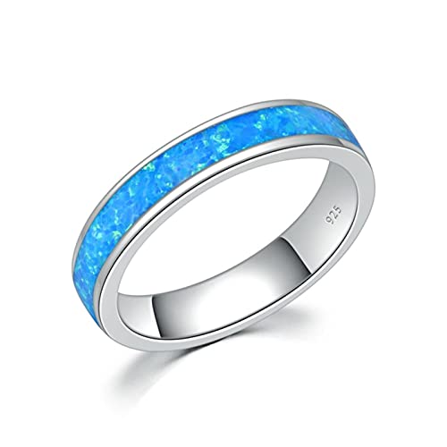 LOKILOKI Océan Bleu Opale De Feu Couples Bagues Argent Plaqué Amoureux Bague Minimaliste Simple Mode Bijoux Cadeaux Femmes Hommes Cover