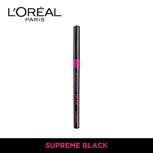 Image of L'Oreal Paris Kajal, Waterproof Eyeliner, 14 Hours of Smudge-Proof Wear, With Vitamin E, Cocoa Butter, Olive Oil Esters and Vitamin C, Magique, Colour: Supreme Black. 0.35g (Pack of 3)