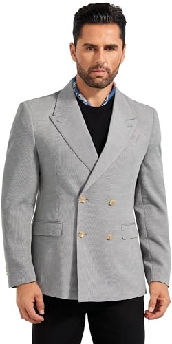Mens Casual Blazers Jacket Slim Fit Sport Coats for Men Double Breasted 2 Button Suit Jackets for Men Peak Lapel Tuxedo Men