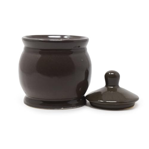 Image of The Himalayan Goods Company 300 ml Ceramic Handi, Utility Box, Tea Coffee & Sugar, Spice, Pickle & Salt Pepper Container (Rustic Brown)