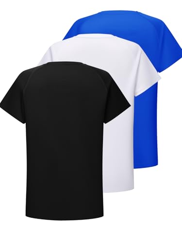 Image of DEVOROPA Youth Boys Compression Shirt Long /Short Sleeve Football Baseball Undershirt Quick Dry Kids Sports Baselayer Crewneck