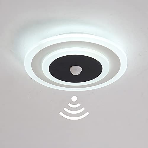 LED Deckenleuchte mit Bewegungsmelder innen Moderne runden Sensor lampe 16W Fluren Kaltweißes Licht Deckenlampe mit Lichtsensor 1400LM für Fluren Eingang Halle Treppenhaus Schlafzimmer Cover