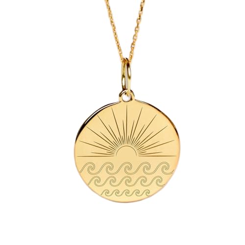 Collar de plata de ley 925 con colgante de sol y olas 1