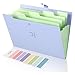 SKYDUE Letter A4 Paper Expanding File Folder Pockets Accordion Document Organizer (Purple)
