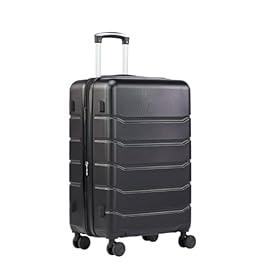 Sweetcrispy Carry on Luggage,Hard Shell Expandable Double Spinner Rolling Wheels Suitcase,TSA Lock, Charcoal Black, 20 Inch