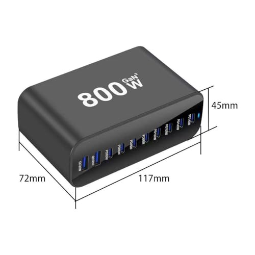 Image of CUBONIC 10-Port GaN Charging Station with 8 USB-C & 2 USB-A Ports, Multi Device Desktop Charging Hub for Laptops, Smartphones, Tablets, Earbuds & USB Powered Electronic Devices (800 W)