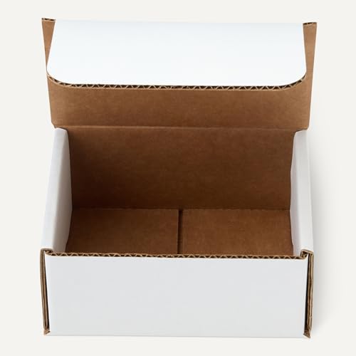 Image of Amazon Basics Cardboard Shipping Mailer Boxes, 6 inch x 4 inch x 3 inch, White, 50-Pack