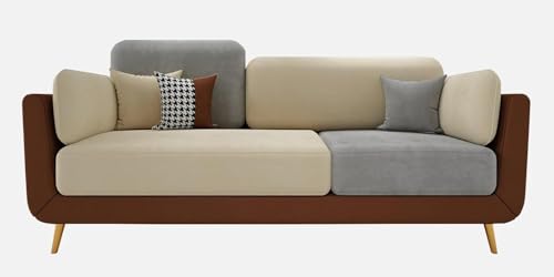 Image of Stylish & Modern Heavy Duty & Luxurious Traditional 3 Seater Sofa Chesterfield Sofa Arm Sofa Three Seater Sofa for Living Room Guest Room Hotels & Office. (Brown & Beige)