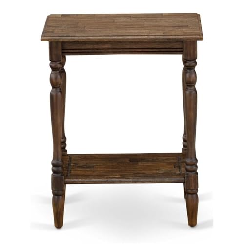 East West Furniture BF-07-ET Mesa auxiliar rectangular con estante de almacenamiento abierto para dormitorio, 16 x 20 pulgadas, jacobeo envejecido