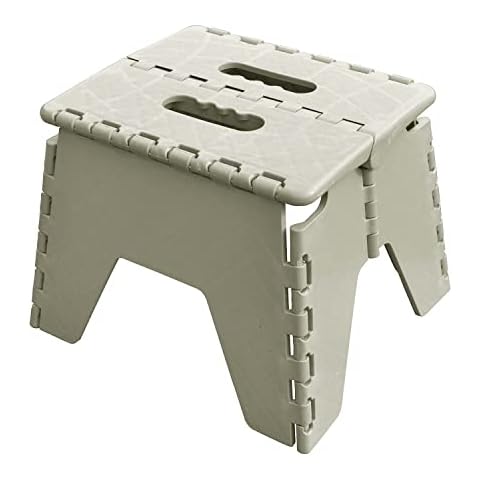 Steexu Folding Step Stool White - Plastic Stool Kitchen Steps Fold Away - Foot Stools To Sit On - Shower Stool Foldable - Portable Folding Step up Stool Cover