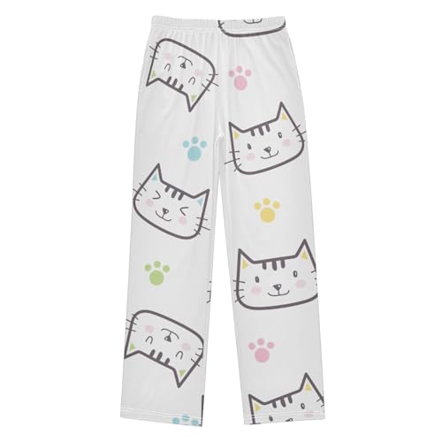 Boys' Pants Cats Cute Paw Long Bottoms Jogger Pants Elastic Waist Trousers with Pockets S-XL