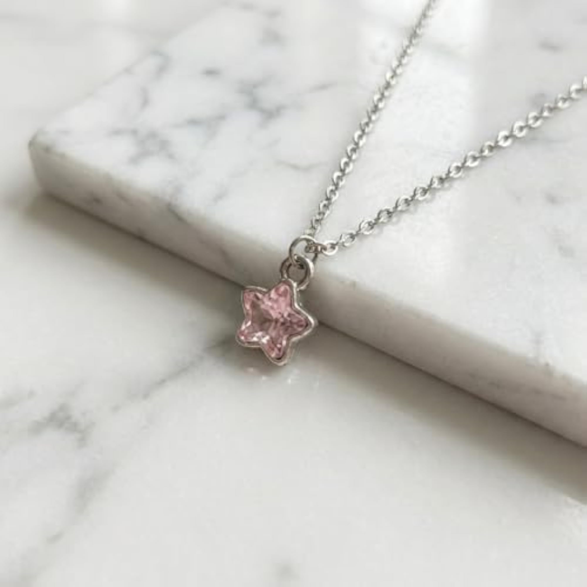 Fancy Princess Stylish Pink Star Pendant Necklace for Girls