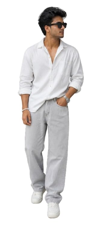 Men Light Grey and Dark Grey Straight Fit Denim Jeans with Dual Back Pocket Design Everyday Wear Comfortable Regular Fit Stylish Casual Denim Pants-image-43