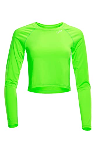 WINSHAPE Top de Manga Larga para Mujer Functional Light Cropped Aet116 Camiseta de Yoga, Verde neón, XX-Large