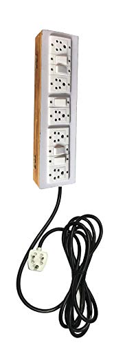 Image of Electric Extension Wooden Board , 1 Meter 3 Core Wire (5 Switches 5 Sockets-4x15x2)