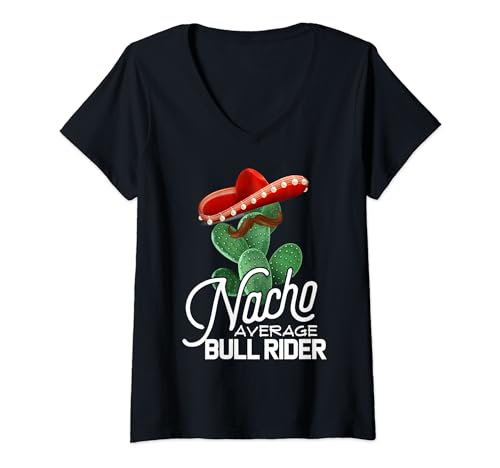 Bull Riding Nacho Average Bull Rider Funny Cinco De Mayo V-Neck T-Shirt, Black
