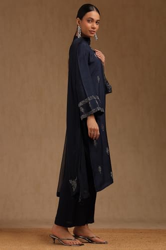 Image of Soch Womens Dola Silk Suit Set With Mukaish Work
