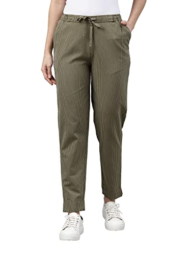Image of GO COLORS Solid Soft Cotton Printed Pencil Pant for Women | Breathable, Side Pocket