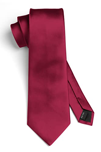 Image of HISDERN Mens Solid Color Ties Formal Satin Necktie and Pocket Square Set Classic Wedding Business Tie & Handkerchief