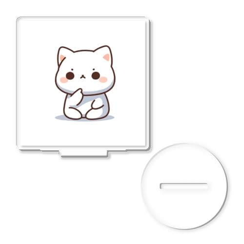 Amazon.co.jp: 【受注生産】考え中のかわいい白猫 キャラクター