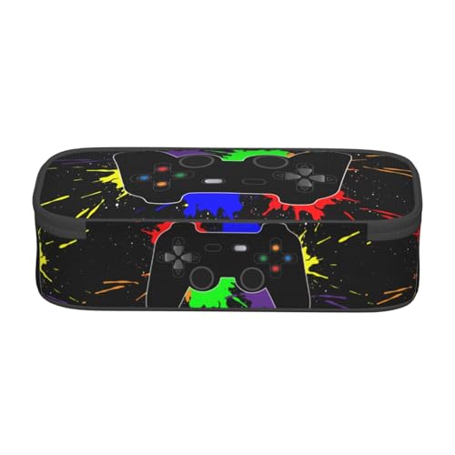 Image of Game Joystick Splash Cool Gamer Pencil Case Big Capacity Storage Pencil Pouch Stationery Bags With Zipper Portable Pen Holder Box Organizer For Boys Kids Student College School Office Supplies