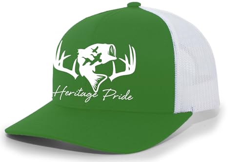 Image of Heritage Pride Deer Hunting Fishing Duck Hunt Mens Embroidered Mesh Back Trucker Hat