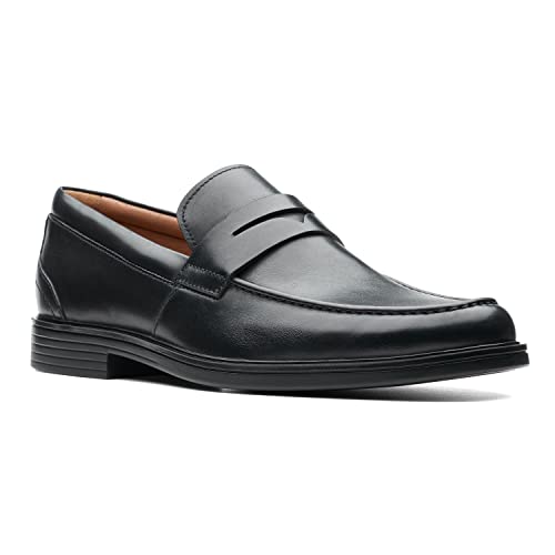 Image of Clarks Mens Un Aldric Step Black Leather Formal Shoes