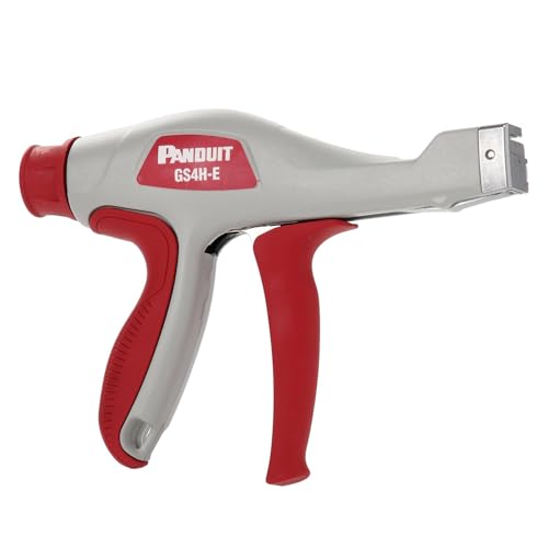 Panduit GS4H-E Adjustable Tension Cable Tie Installation Tool, Ergonomic, 0.19-0.38 in W, 7.8 in L, Red/Gray