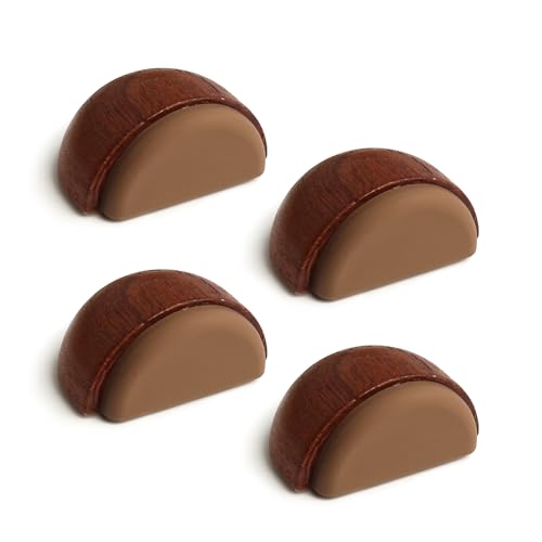 HASWARE Topes de puerta de haya con tornillos – Juego de 4, amortiguan el golpe, reducen el ruido, protegen muebles y paredes (Hemisférico 10144-3)