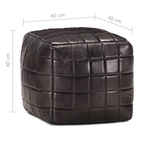 Tabouret bas rembourré cuir véritable de chèvre 40cm - 3