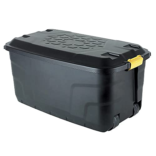 Strata Heavy Duty Aufbewahrungskoffer mit Deckel und Rollen 110 Liter, 77x42x54cm - Schwarz