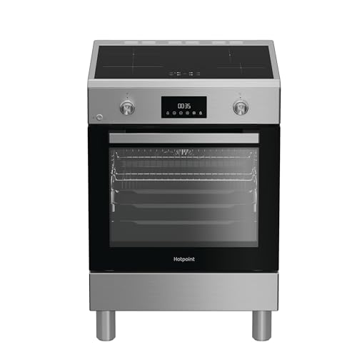 Hotpoint Ariston H6I8LMSAX – Cucina a libera installazione 60x60 cm con forno multifunzione ventilato da 72L, piano a induzione, classe A, Diamond Clean, Air Fry, Active Multiflow – Acciaio Inox