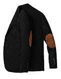 Mens Elbow Patchs Blazer Vintage Corduroy Jacket Classic Two Button Sport Coats with Patch Pockets Black L
