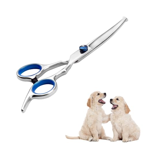 Dog Grooming Scissors,Grooming Products for Dogs,Pets Beauty Tool UK Accessories for Cleaning Puppy or Cat or Horse Face Professional Trimming Supplies,Metal Curved Hair Rounded Top Thinning Shears