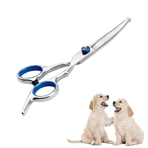 Dog Grooming Scissors,Grooming Products for Dogs,Pets Beauty Tool UK Accessories for Cleaning Puppy or Cat or Horse Face Professional Trimming Supplies,Metal Curved Hair Rounded Top Thinning Shears