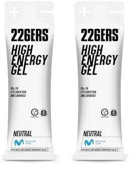 226ERS - High Energy Gel, Gel Energético para Deportistas, Ciclodextrina, Hidratos de Carbono y Aromas Naturales, Uso de Glucosa y Digestión, sin Gluten, Vegano, Sabor Neutral, 1 x 50 g (Paquete de 2)