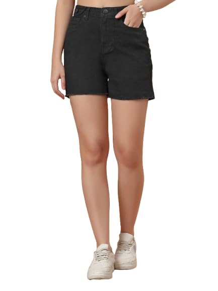 style quotient Women Black High Rise Regular Fit Shorts-picture-19