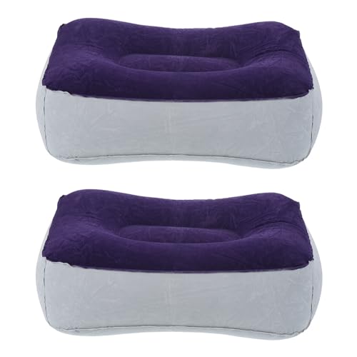 M METERXITY 2 Pack Travel Foot Rest Pillow - Portable Inflatable Leg Rest Pillow, Apply to Airplane Train Home Office(15 x 11 Inch, Gray Blue)