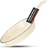 Hamilton Beach Enameled Cast Iron Fry Pan 10-Inch Cream, Cream Enamel Coating, Skillet Pan for Stove Top and Oven