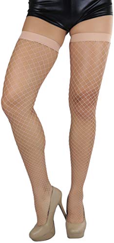 Image of ToBeInStyle Women's Vibrant Large Net Fishnet Thigh High Elastic Nylon Novelty Stockings