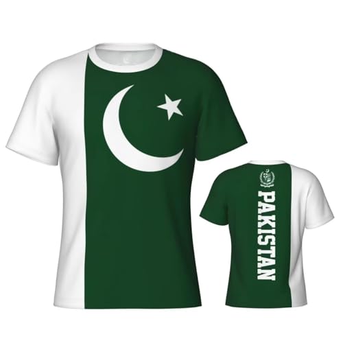 Camiseta De Hombre con Bandera Pakistaní, Cómoda Camiseta De Poliéster con Bloqueo De Color Simple, Camisetas De Orgullo Nacional para Hombre, Desfile del Orgullo Festival Verano Cotidiano