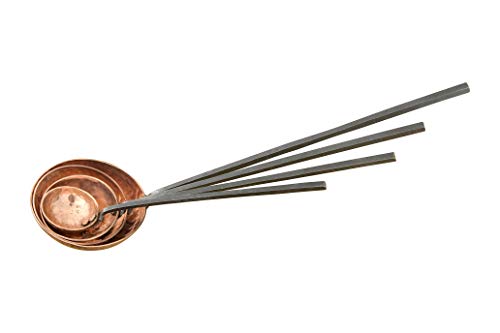 Creative Co-Op Farmhouse Textured Copper Ladles with Metal Handles, Set of 4 Sizes in Drawstring Bag